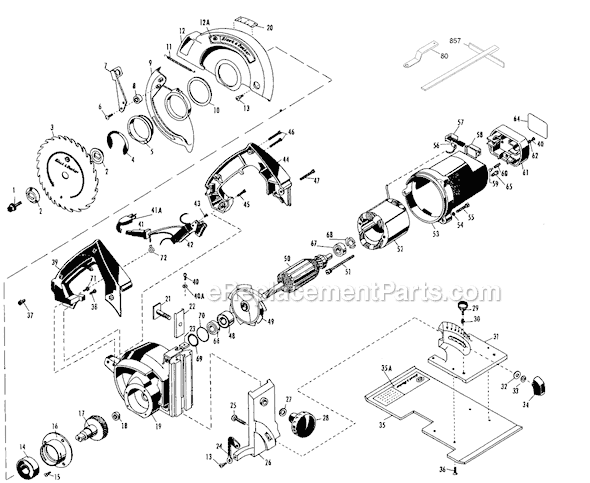 Page A Diagram and Parts List for 3037-09 Type A Black and Decker Circular Saw